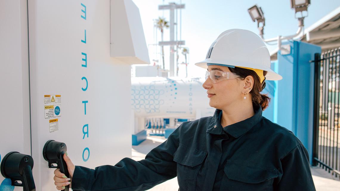 A SoCalGas team member at the company's hydrogen-powered demonstration project